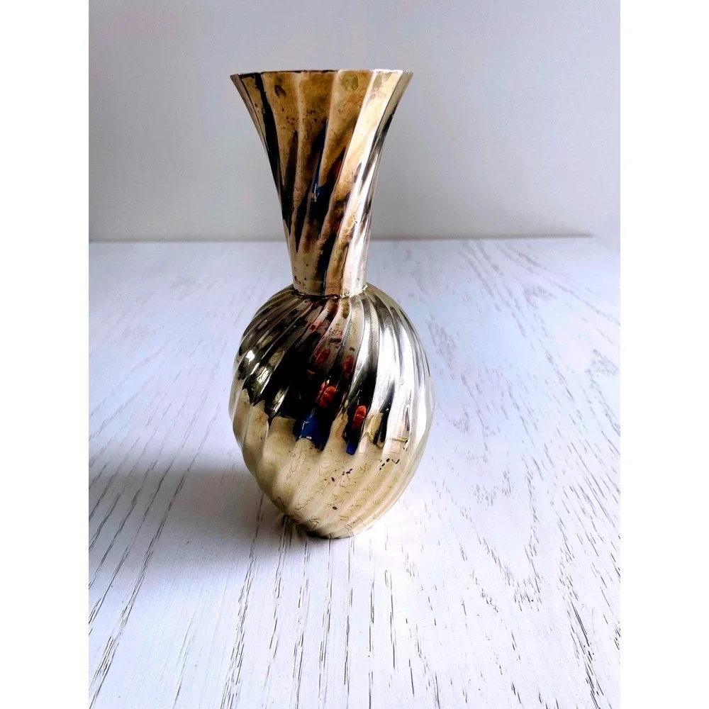Vintage Swirl Design Brass Vase Made in India‎